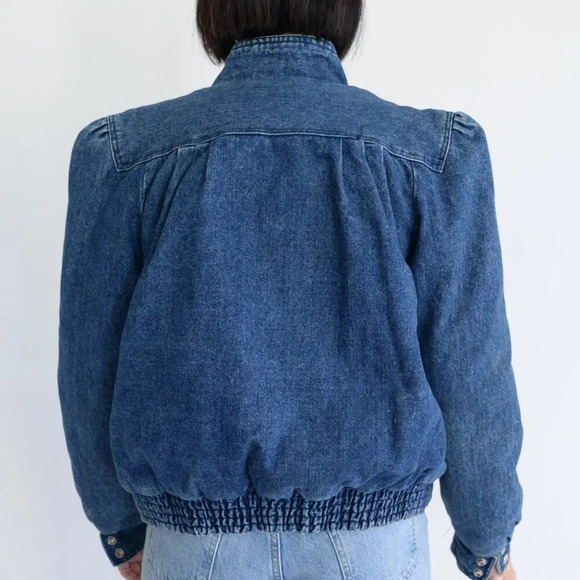 Vintage Denim Trucker Jacket Red Black Checker Flannel Lined Button Up Jacket L - Picture 3 of 13